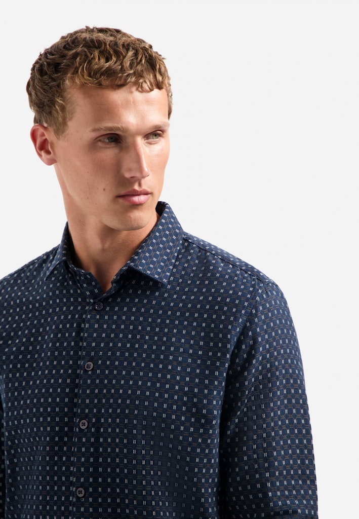 No excess overhemd l/m blauw dessin – heren