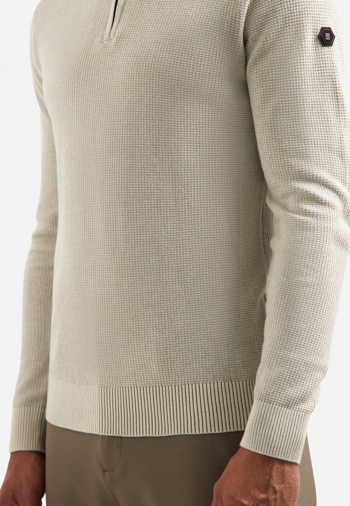 No Excess Pullover Half Zip Plated Structure Knit – heren - Zand