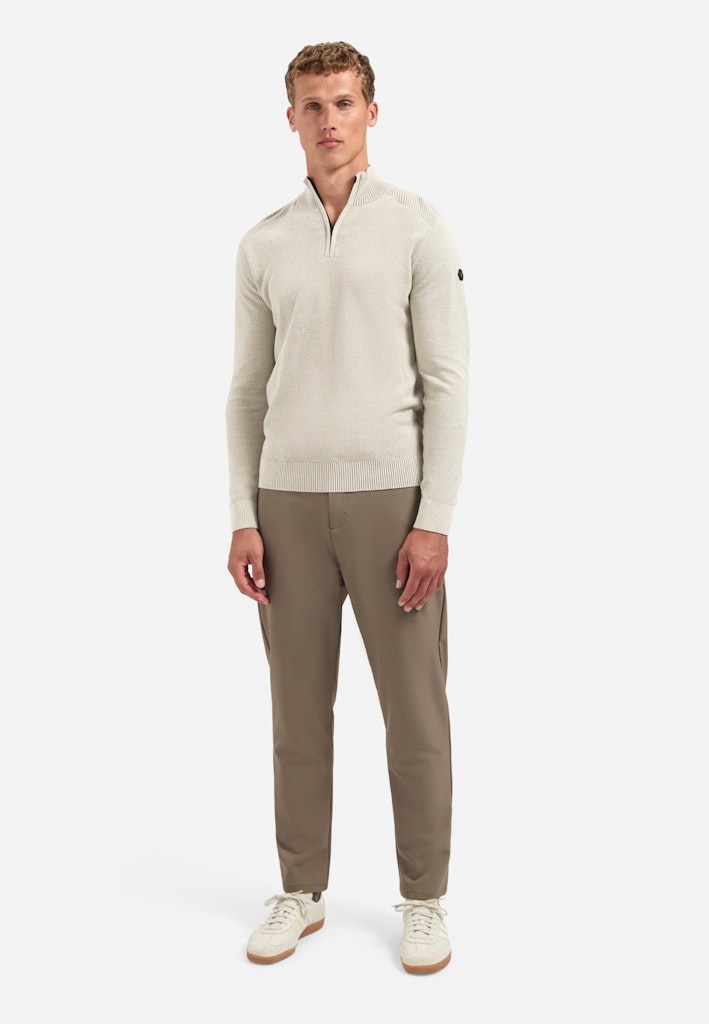 No Excess Pullover Half Zip Plated Structure Knit – heren - Zand