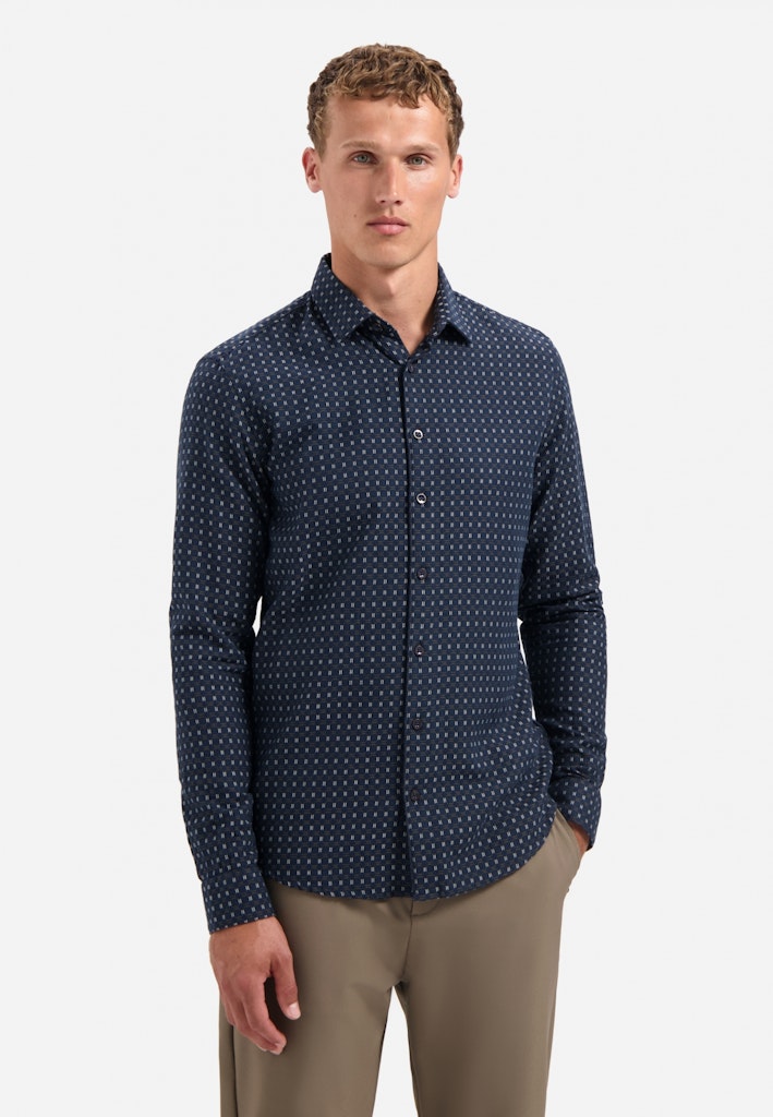 No excess overhemd l/m blauw dessin – heren