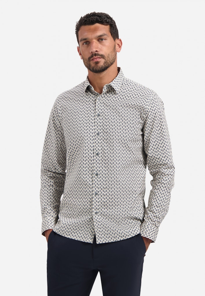 No Excess overhemd l/m ecru dessin – heren