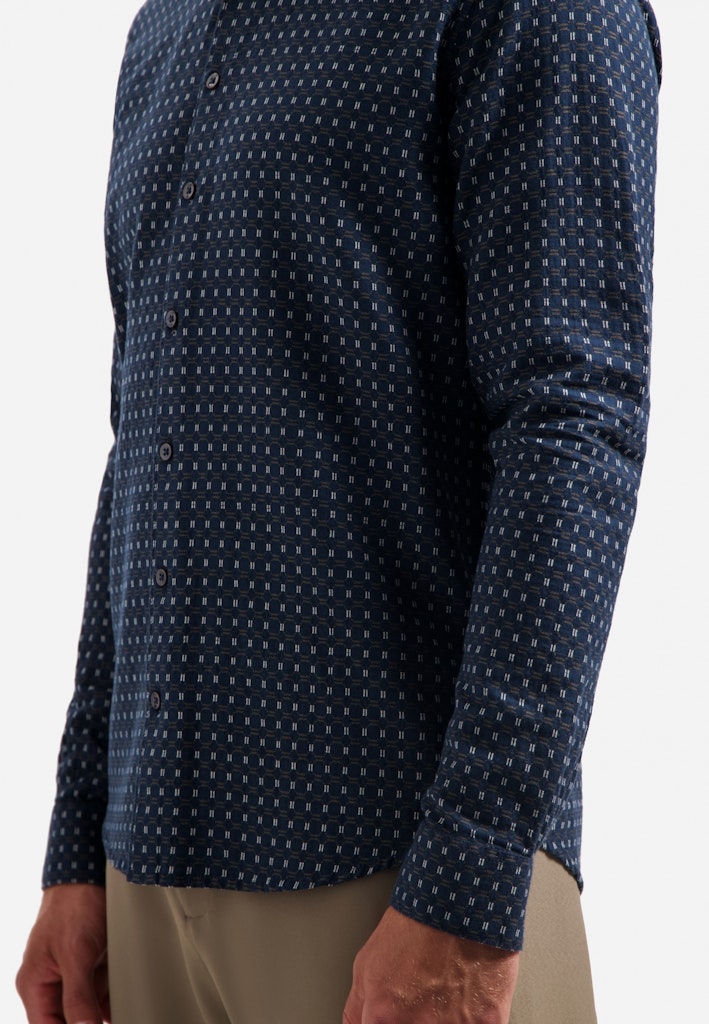 No excess overhemd l/m blauw dessin – heren
