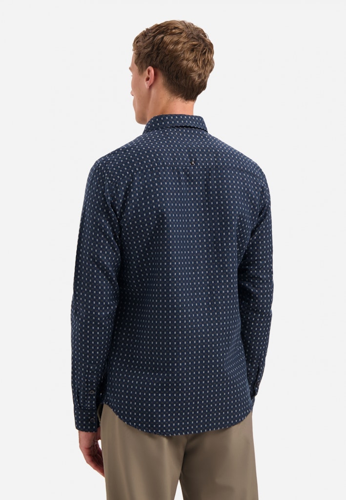 No excess overhemd l/m blauw dessin – heren