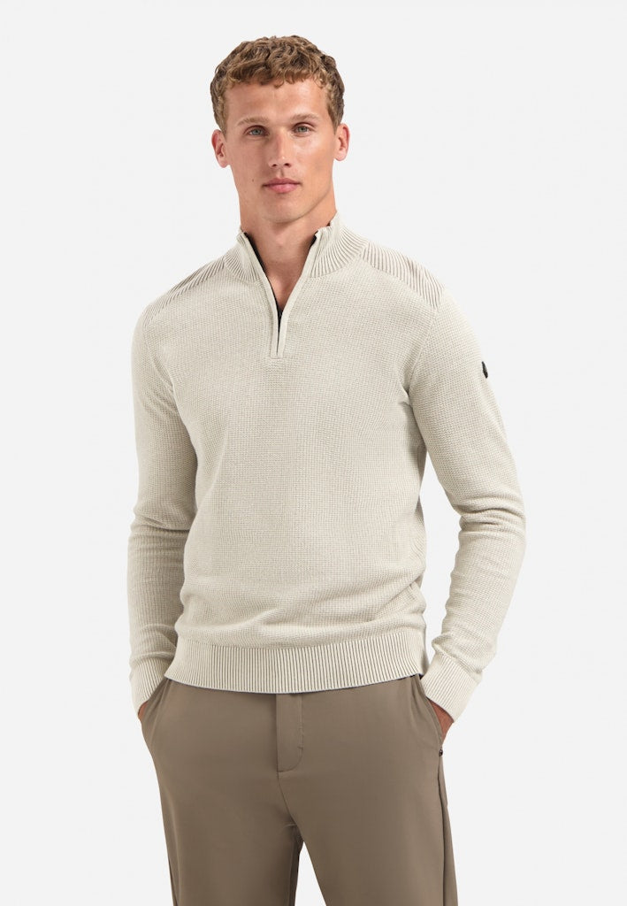 No Excess Pullover Half Zip Plated Structure Knit – heren - Zand