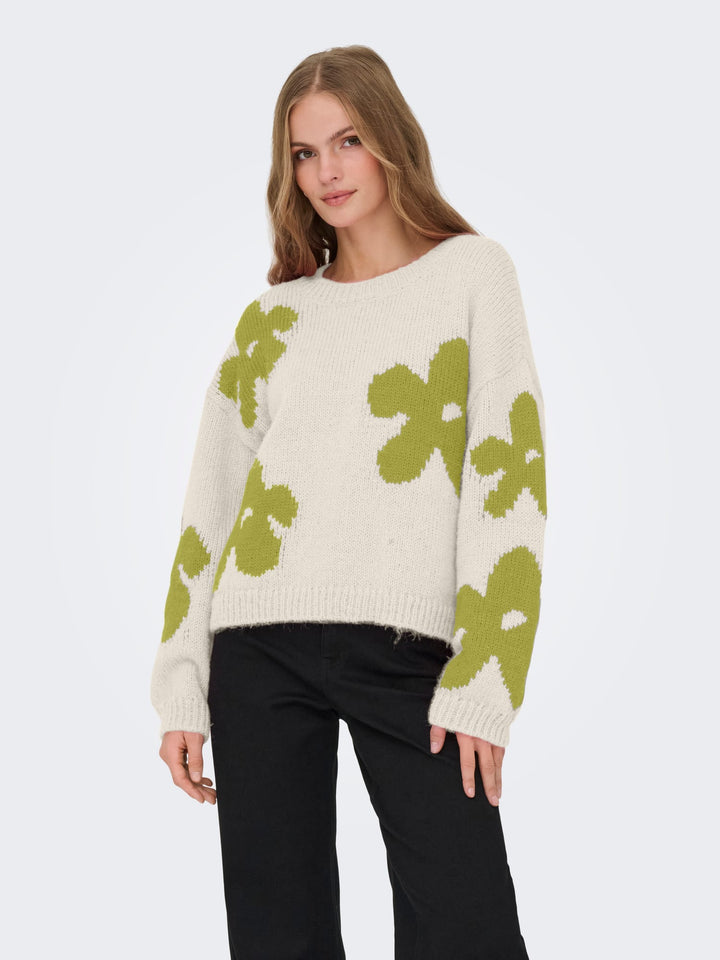 Only Bootle trui ecru dessin – dames