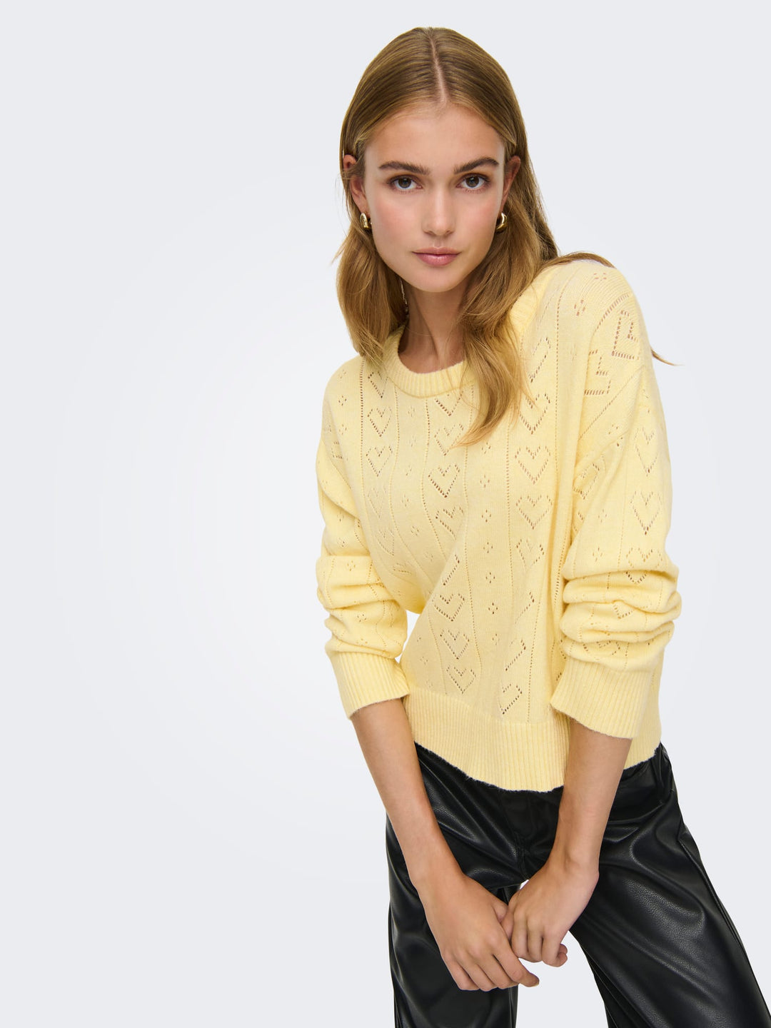 Only ONLISA LIFE LS STRUCT BOXY trui geel – dames