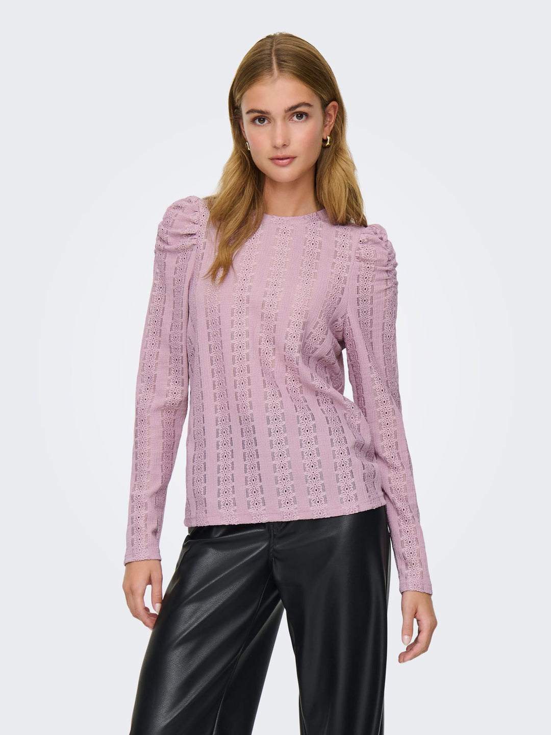 Only ONLMELANIE L/S O-NECK TOP donker rose – dames t-shirt