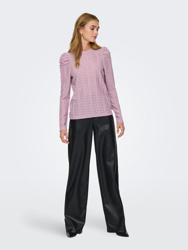 Only ONLMELANIE L/S O-NECK TOP donker rose – dames t-shirt