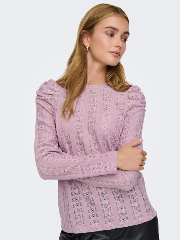 Only ONLMELANIE L/S O-NECK TOP donker rose – dames t-shirt