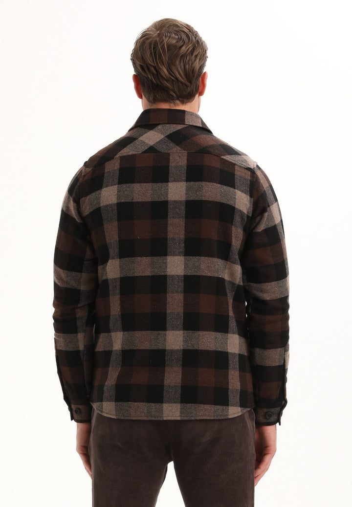 Gabbiano men overhemd l/m bruin dessin – heren