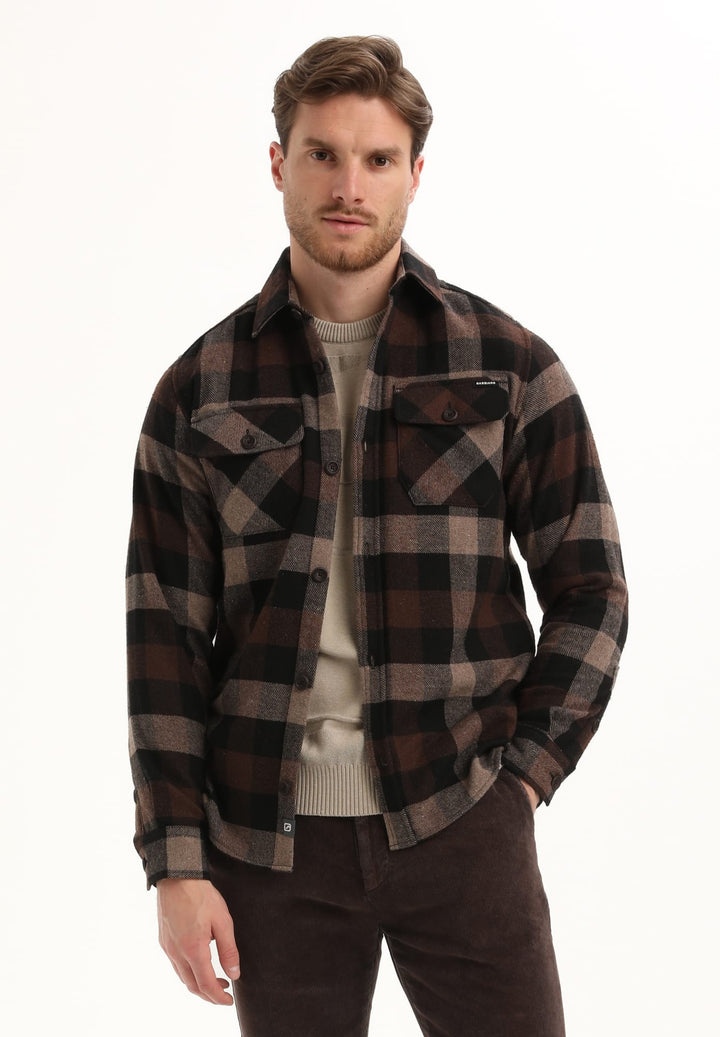 Gabbiano men overhemd l/m bruin dessin – heren