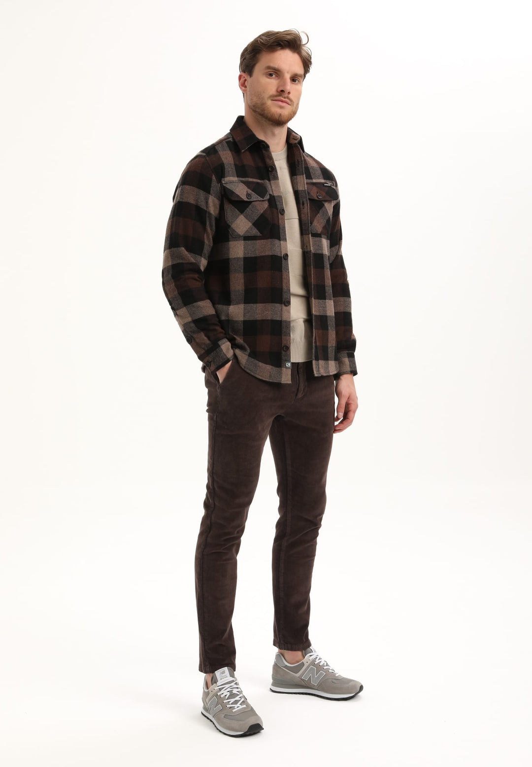 Gabbiano men 335741 overhemd l/m bruin dessin – heren