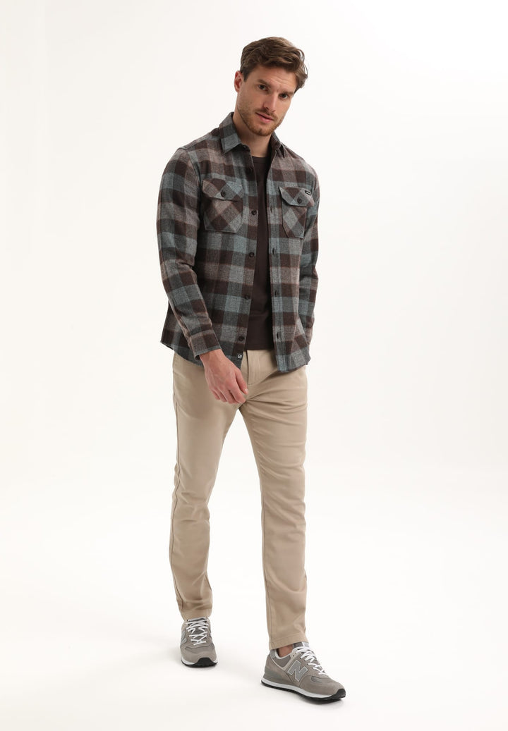Gabbiano men 335749 overhemd l/m bruin dessin – heren