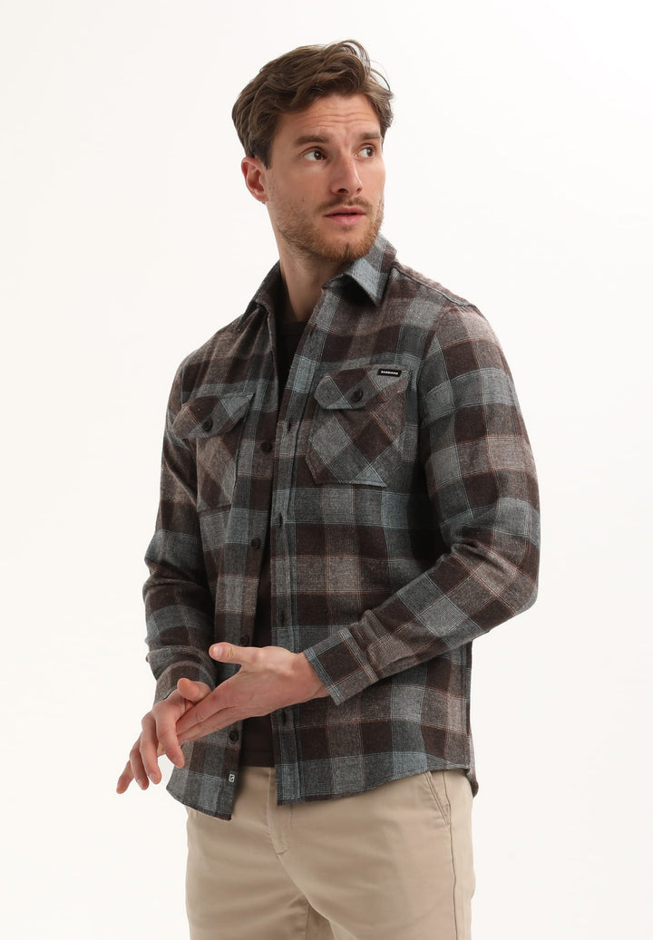 Gabbiano men 335749 overhemd l/m bruin dessin – heren