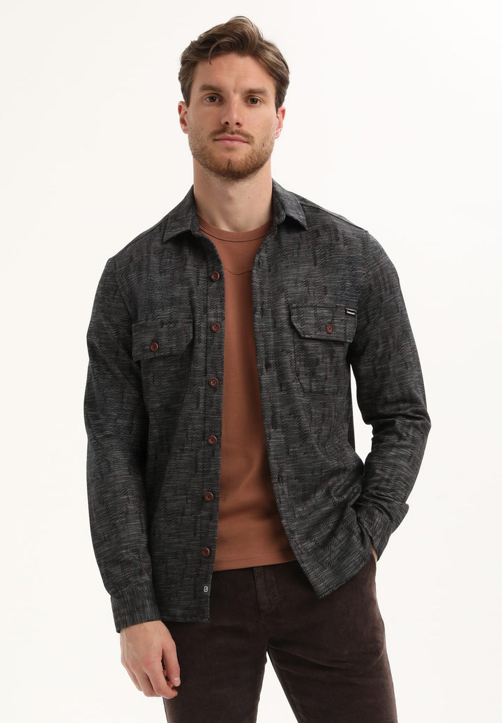 Gabbiano men overhemd l/m zwart dessin – heren