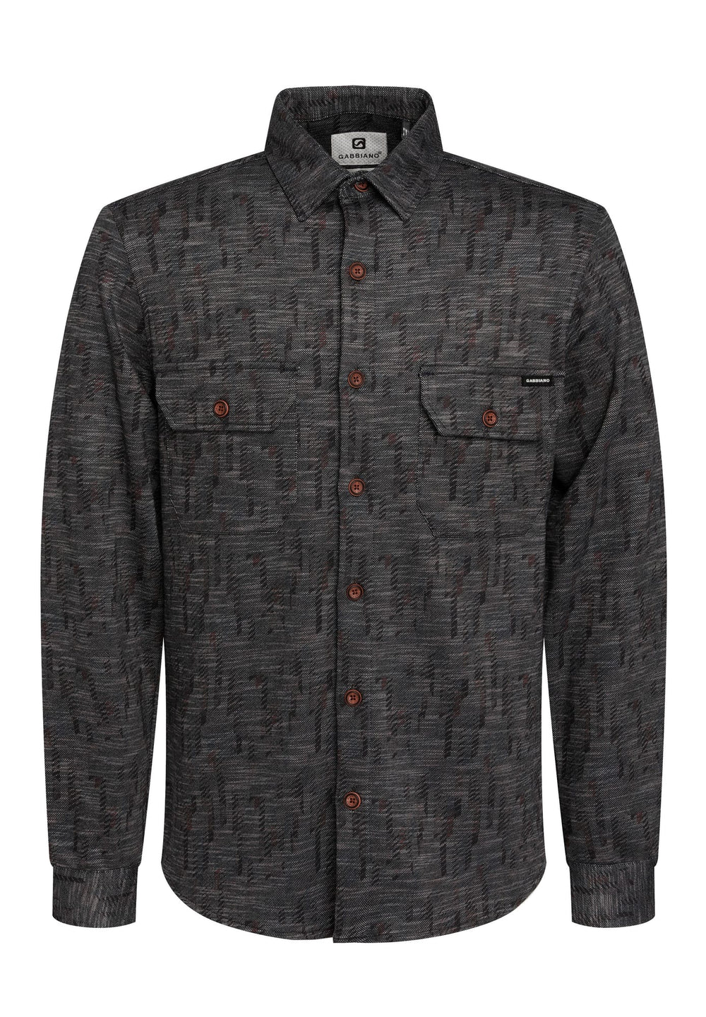 Gabbiano men overhemd l/m zwart dessin – heren