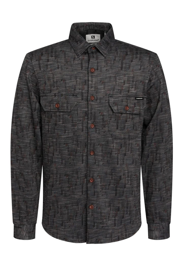 Gabbiano men overhemd l/m zwart dessin – heren