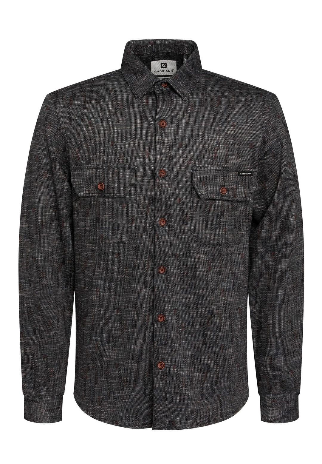 Gabbiano men 335752 overhemd l/m zwart dessin – heren