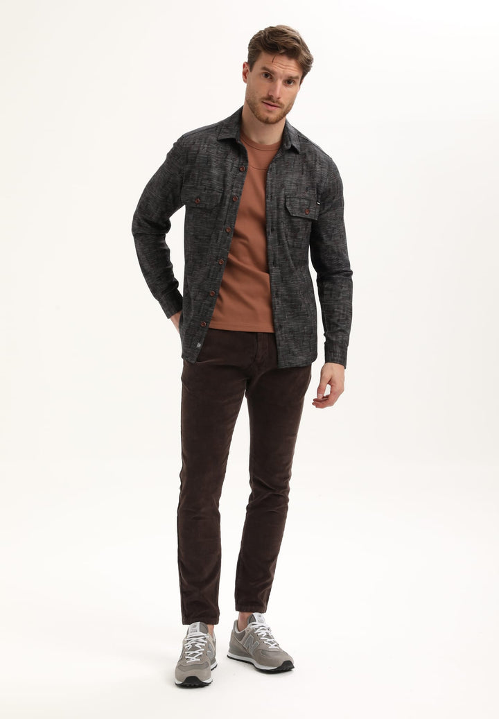 Gabbiano men overhemd l/m zwart dessin – heren