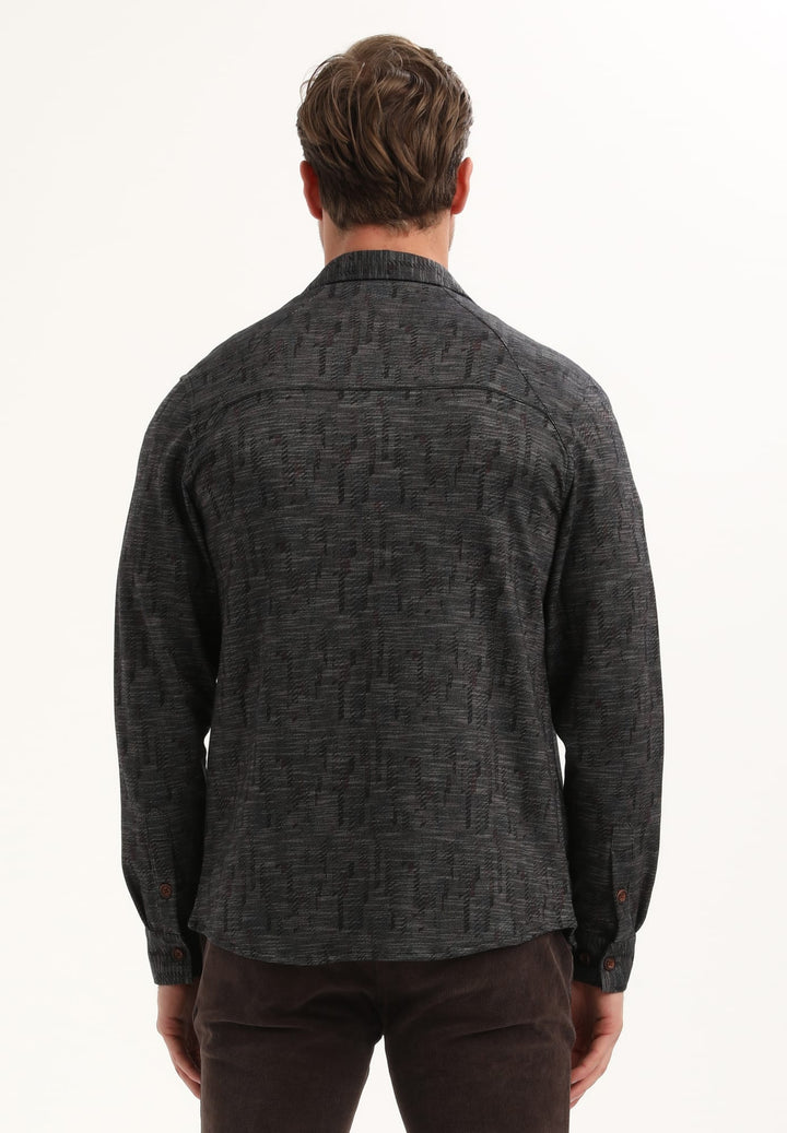 Gabbiano men overhemd l/m zwart dessin – heren