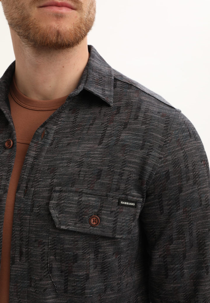Gabbiano men overhemd l/m zwart dessin – heren
