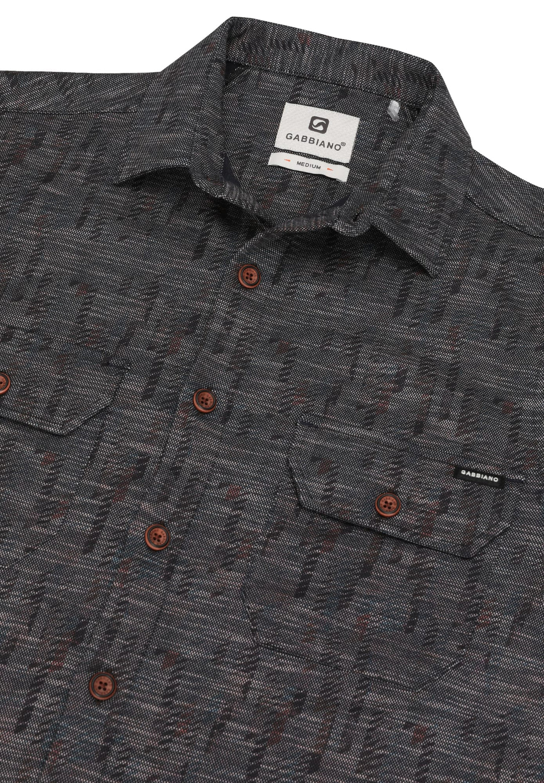 Gabbiano men overhemd l/m zwart dessin – heren