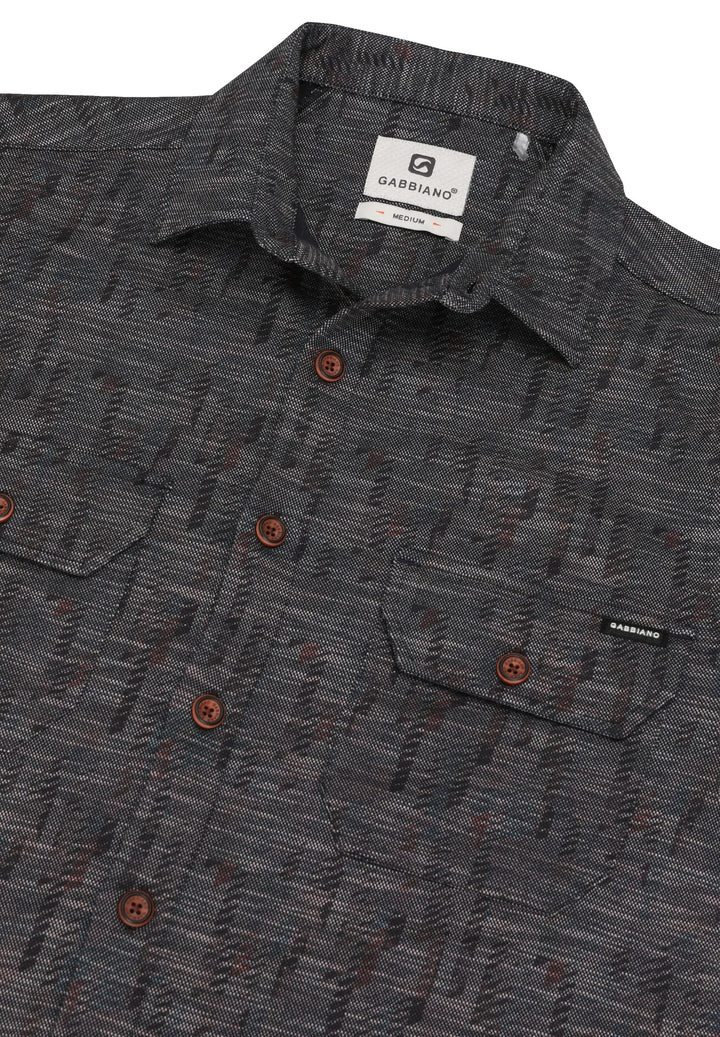 Gabbiano men overhemd l/m zwart dessin – heren