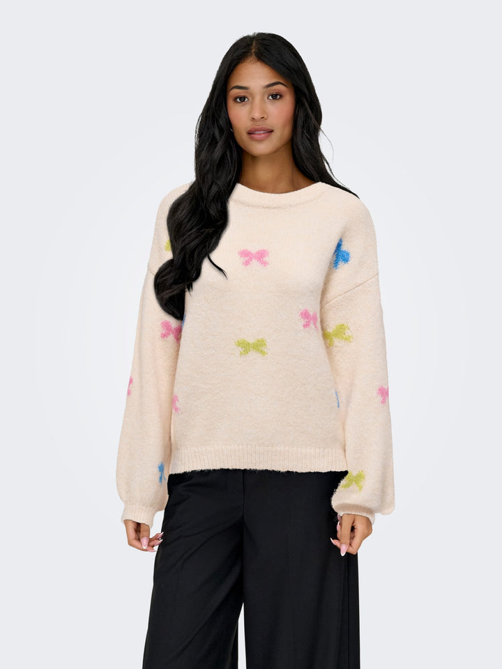 Only ONLBRUNHILDA gebreide pullover ecru dessin – dames