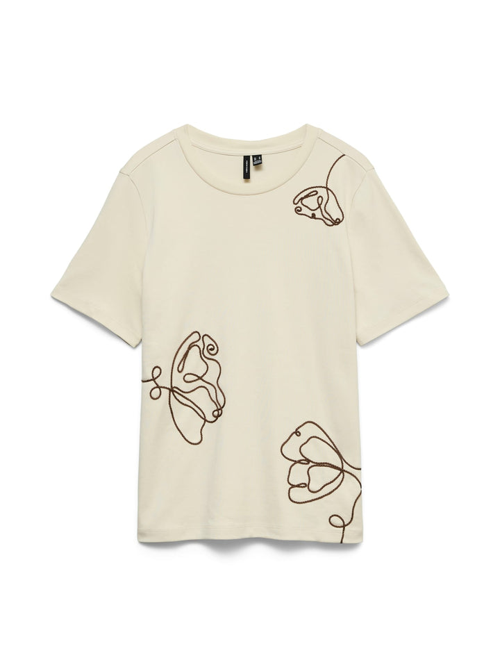 VERO MODA VMIRENE SS O-NECK T-shirt ecru dessin – dames