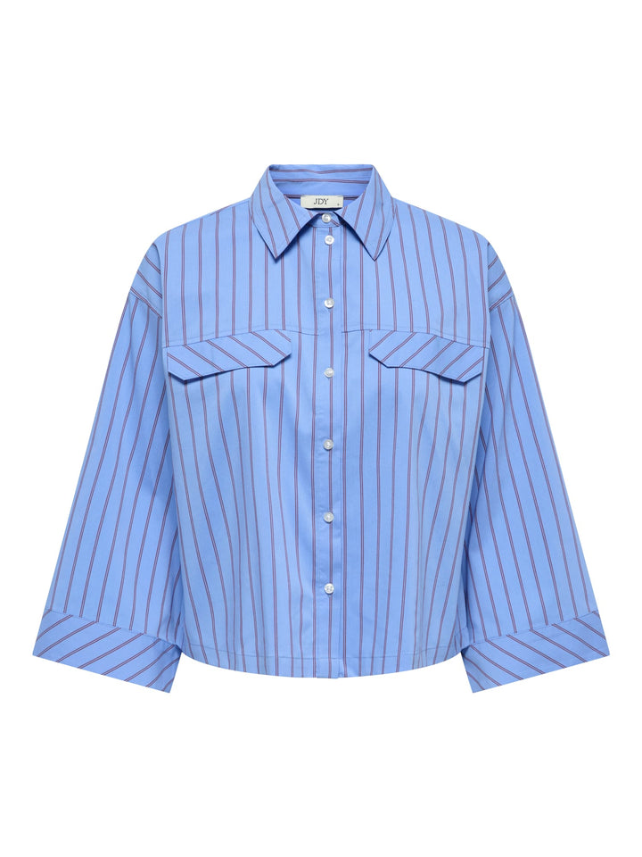 Jacqueline de Yong JDYMIO 7/8 Boxy Shirt – dames blouse - Blauw Dessin