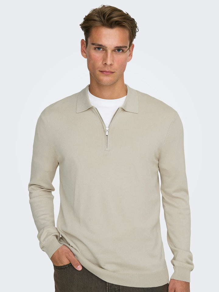ONLY & SONS Wyler polo l/m beige – heren