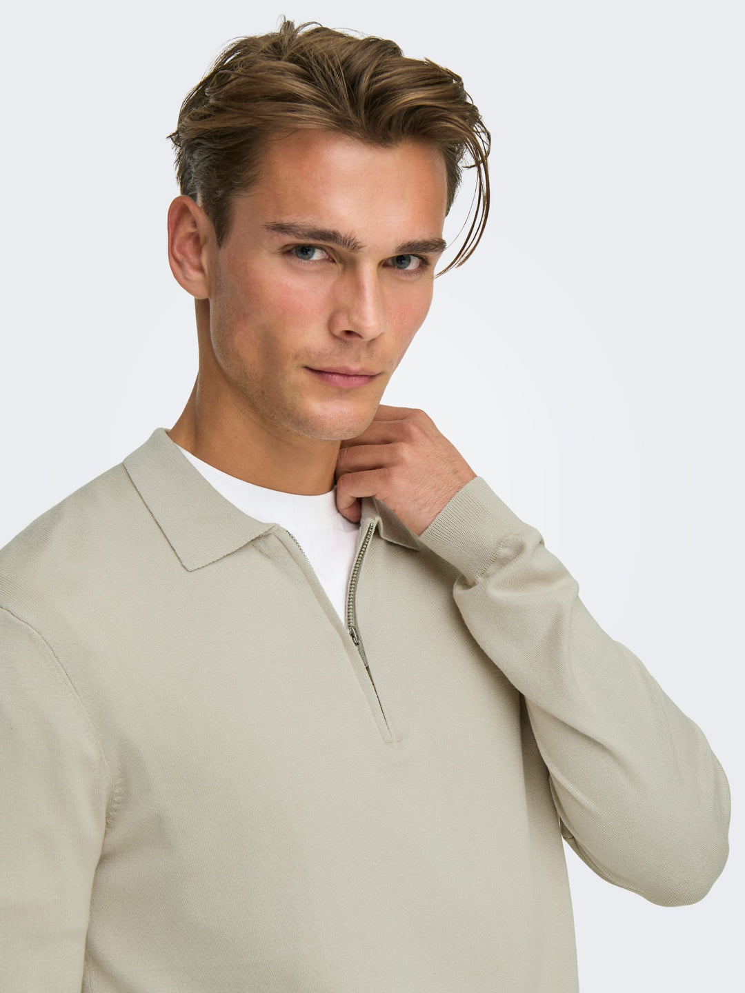 ONLY & SONS Wyler polo l/m beige – heren