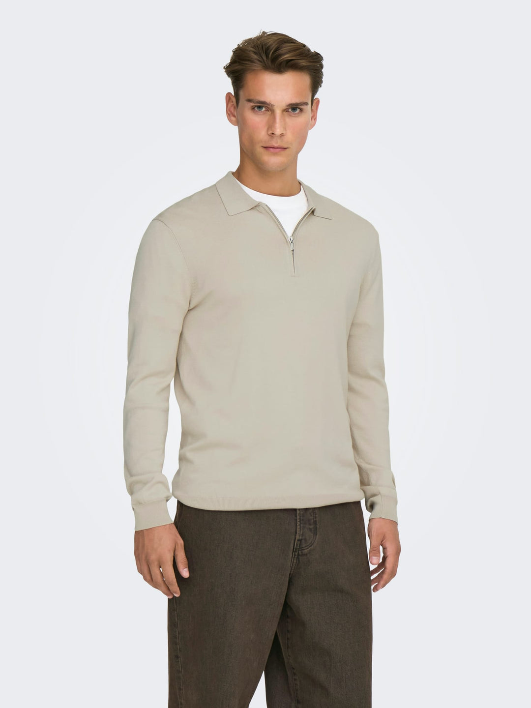ONLY & SONS Wyler polo l/m beige – heren