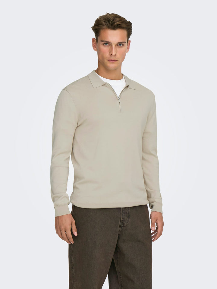 ONLY & SONS Wyler polo l/m beige – heren