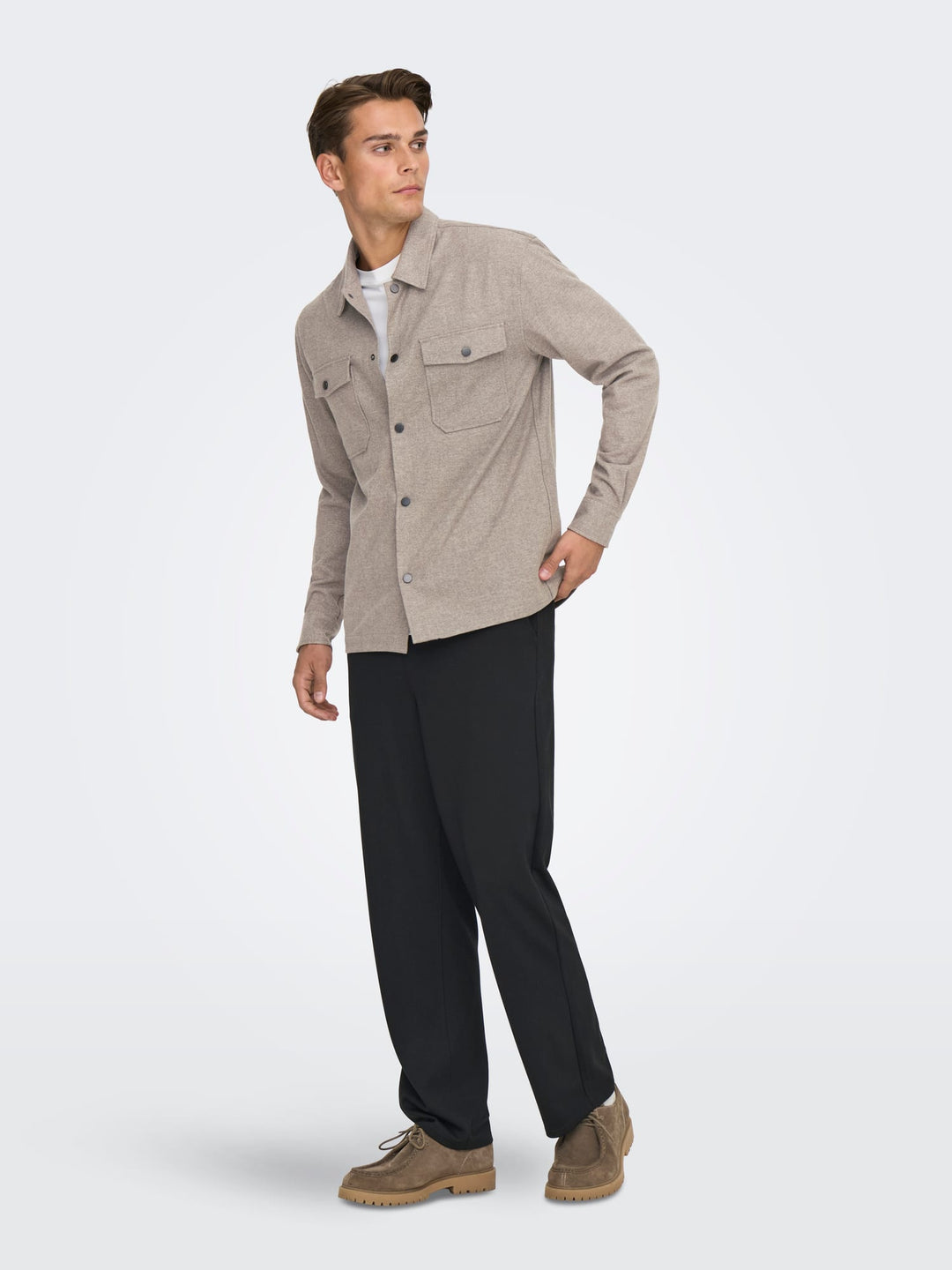ONLY &amp; SONS 22035991 Mark overhemd l/m taupe – heren