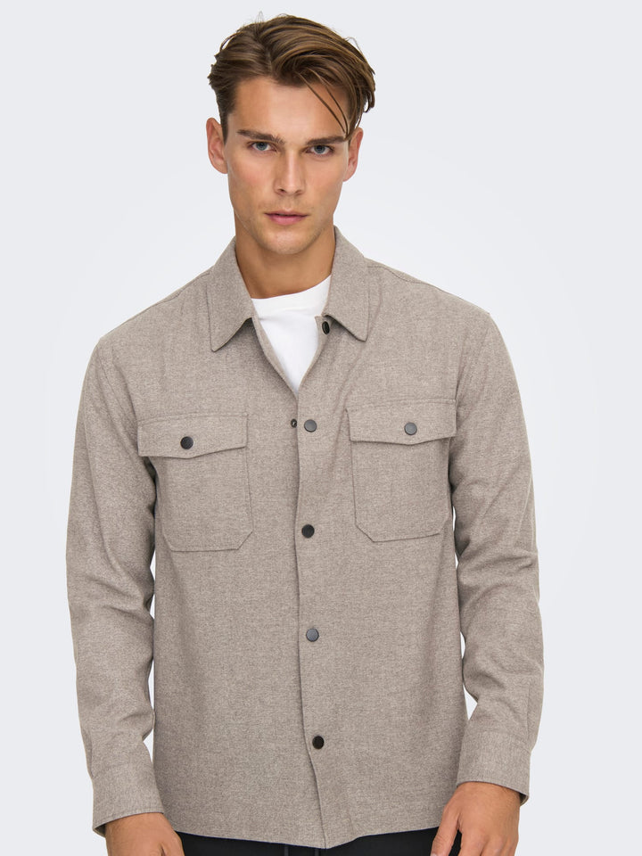 ONLY &amp; SONS 22035991 Mark overhemd l/m taupe – heren