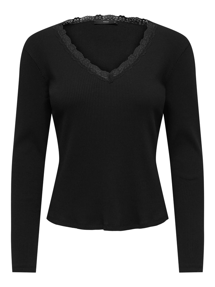 Only ONLSARA SHARAI L/S V-NECK TOP - dames top zwart