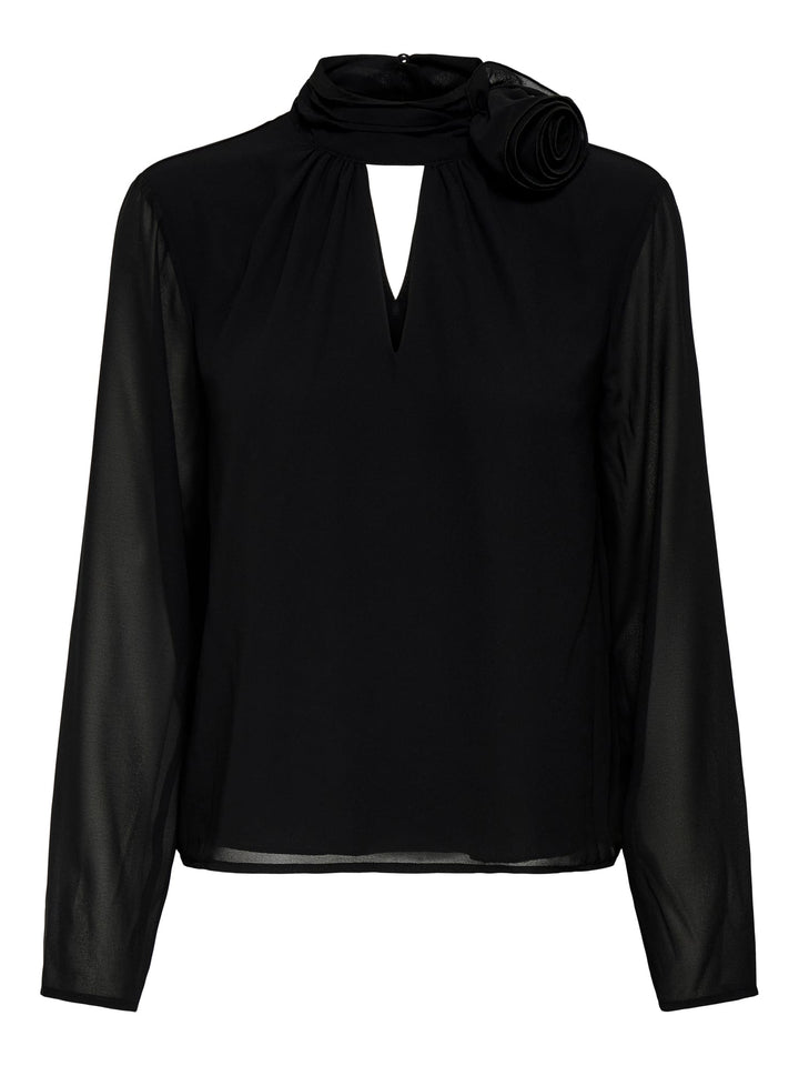 Jacqueline de Yong JDYNOMI L/S HIGH NECK TOP – dames - Zwart
