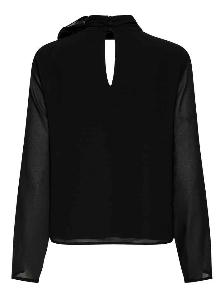 Jacqueline de Yong JDYNOMI L/S HIGH NECK TOP – dames - Zwart