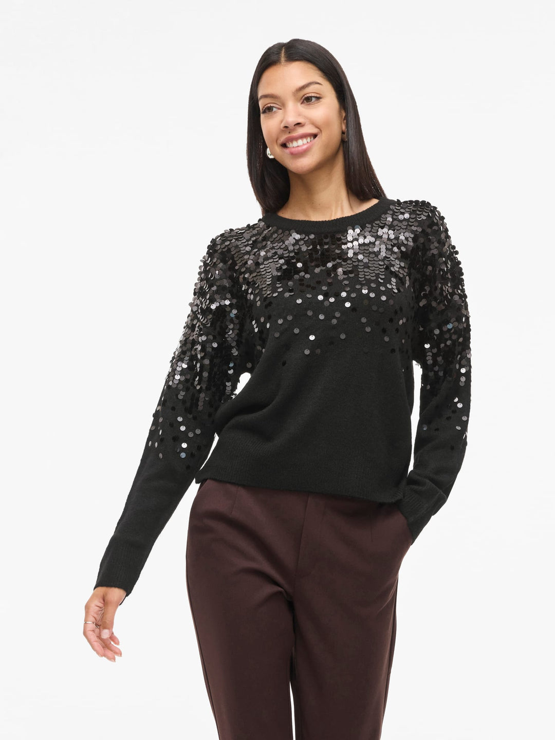 Vila 14111877 siquin trui zwart – dames