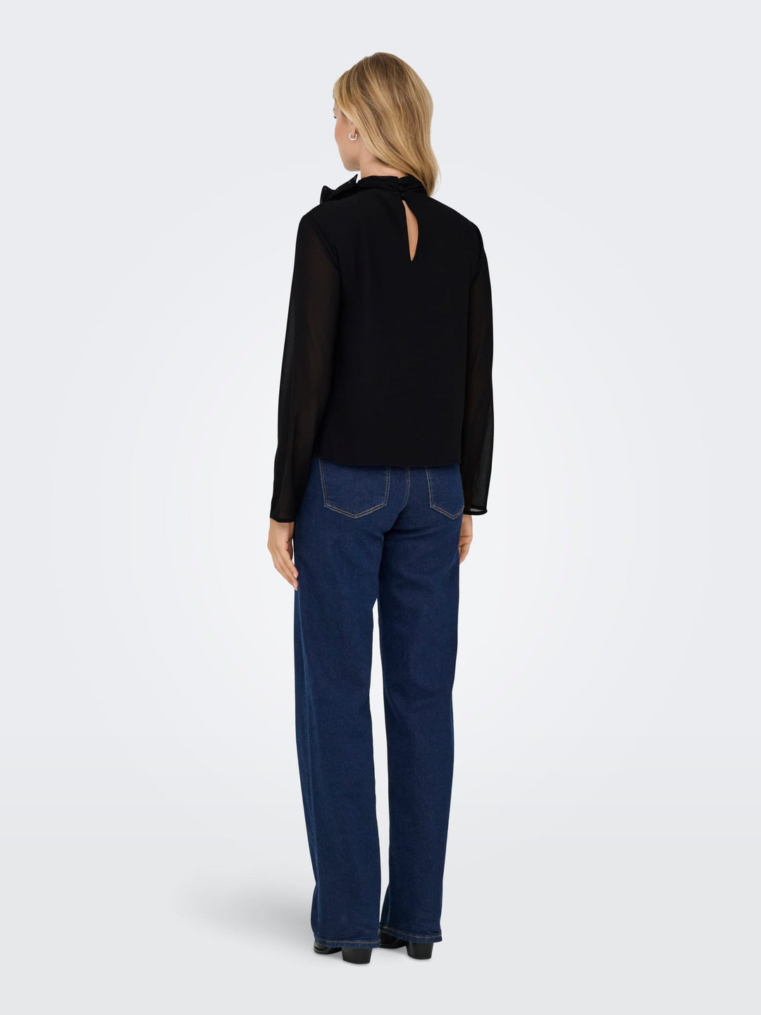 Jacqueline de Yong JDYNOMI L/S HIGH NECK TOP – dames - Zwart