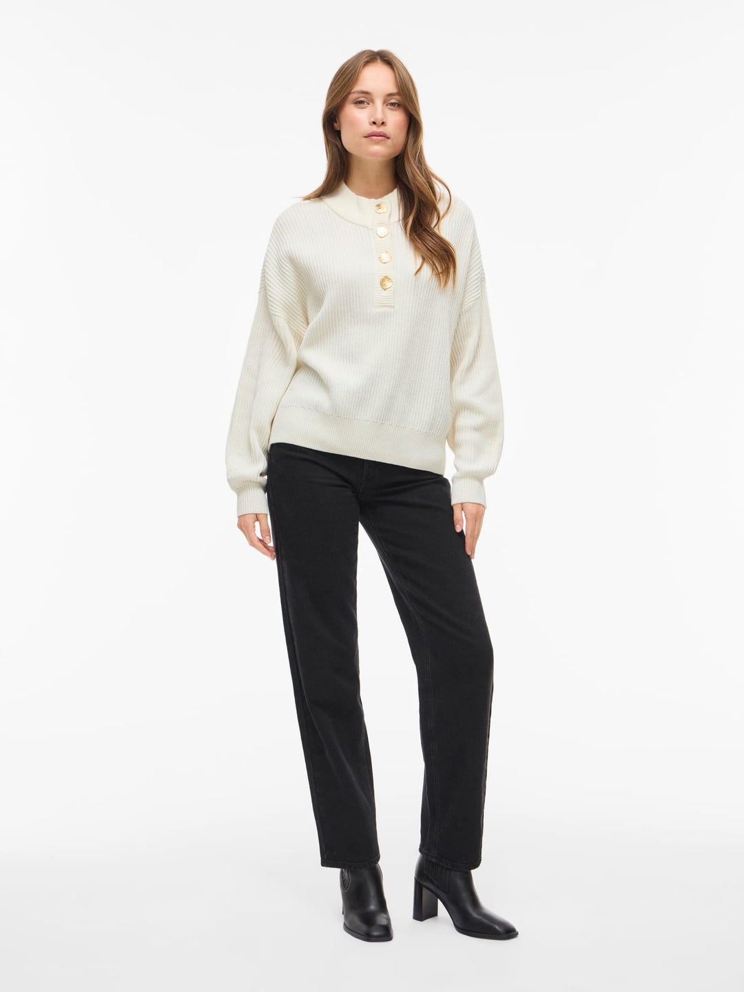 Vila VICHING CREW NECK L/S KNIT TOP - dames trui - Off-white