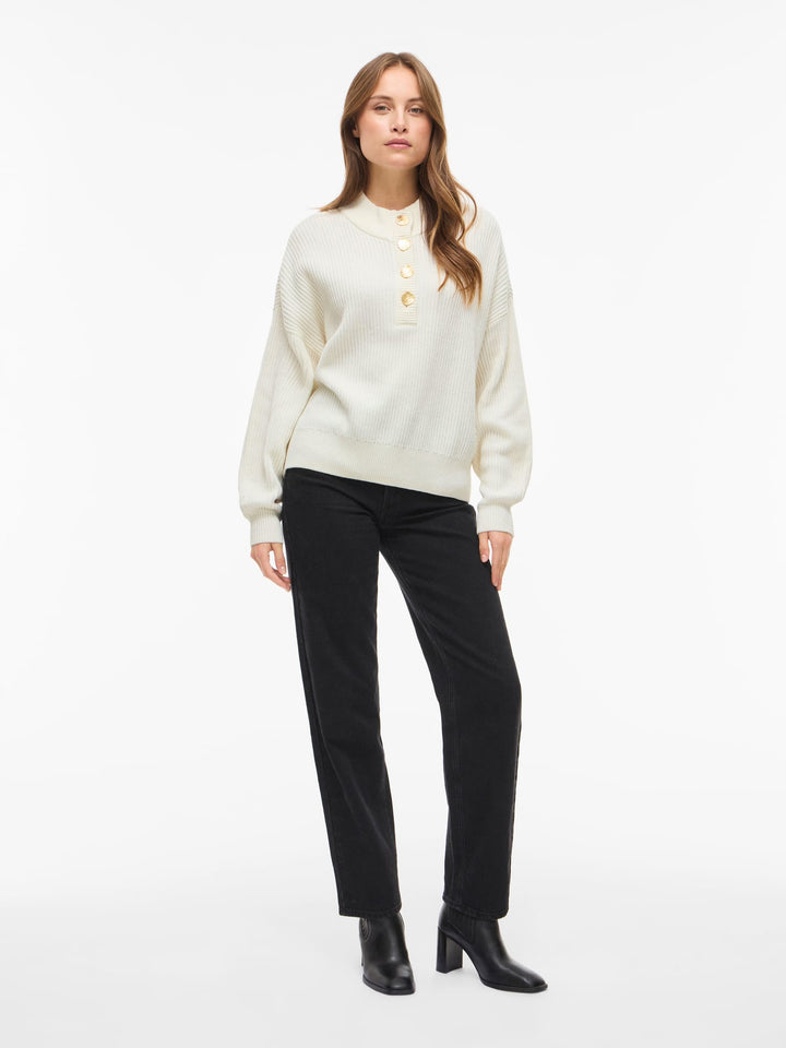 Vila VICHING CREW NECK L/S KNIT TOP - dames trui - Off-white