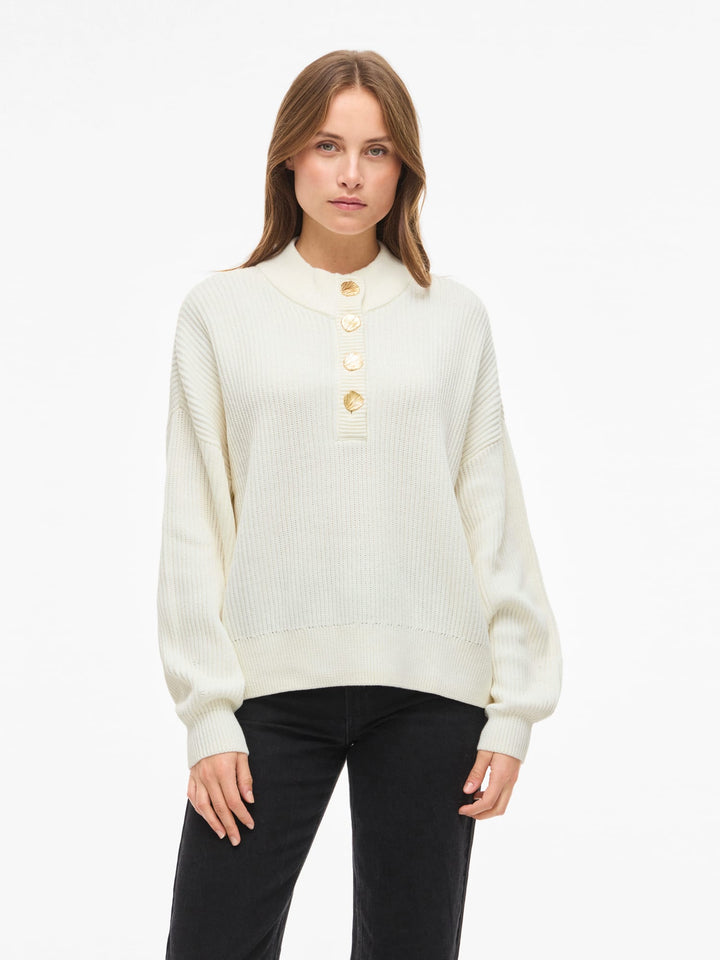 Vila VICHING CREW NECK L/S KNIT TOP - dames trui - Off-white