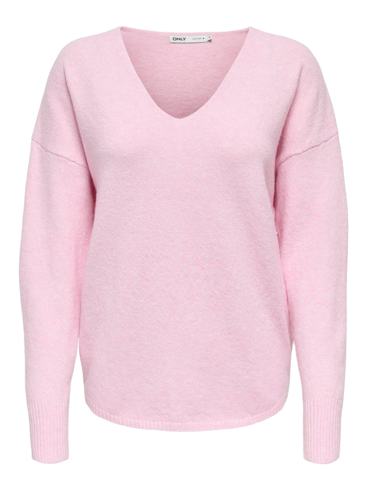 Only ONLRICA L/S V-NECK PULLO KNT NOOS - dames trui licht roze