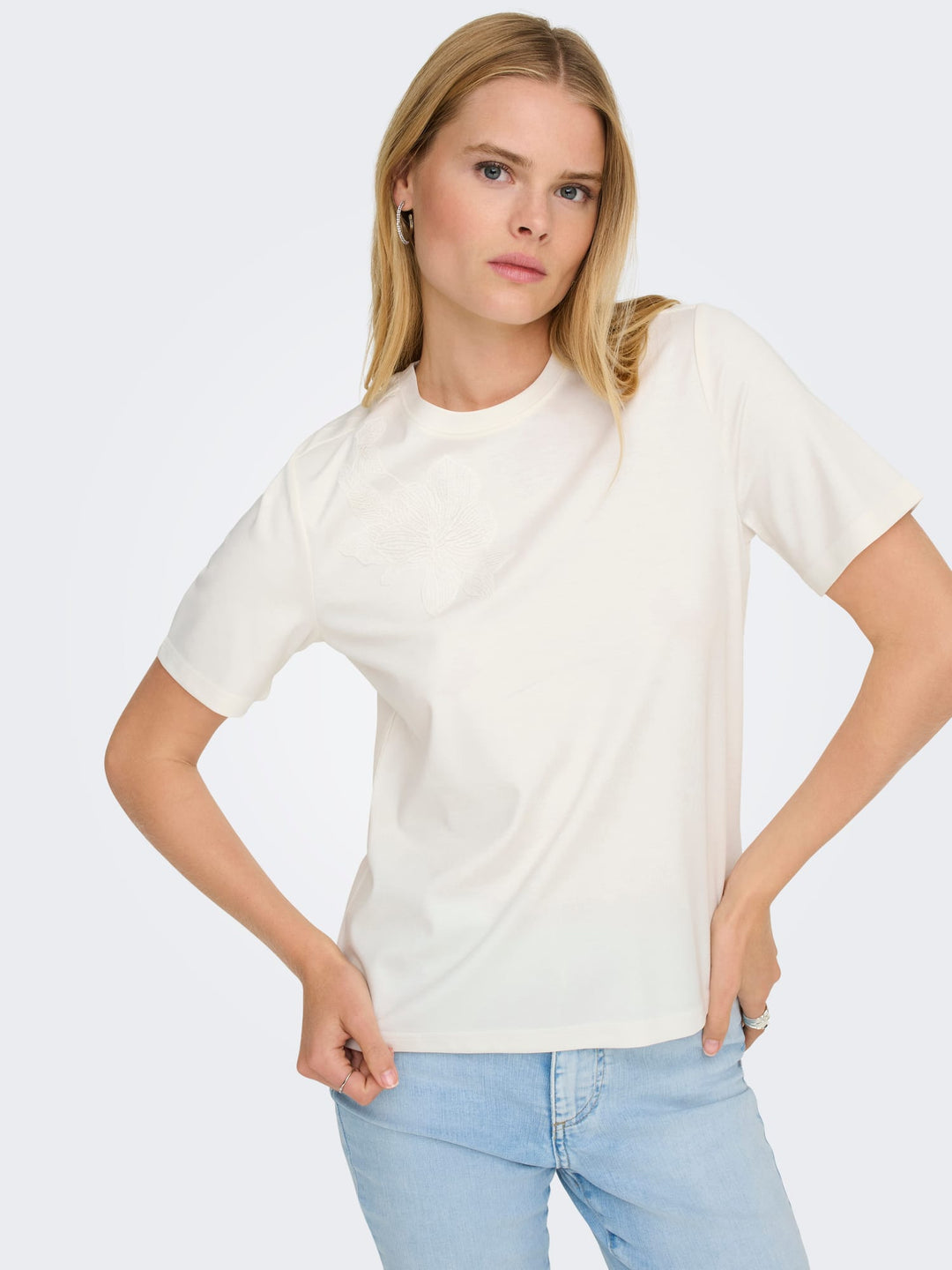 Only 15368560 Sophia T-shirt off-white – dames