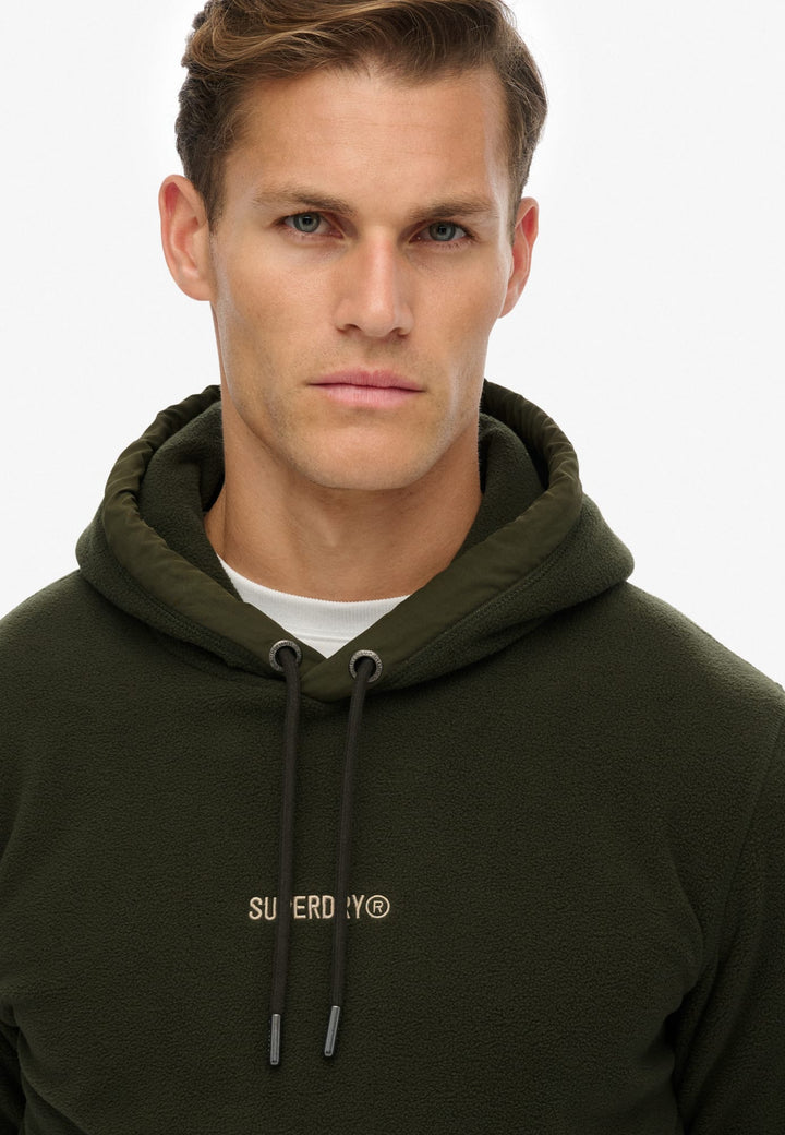 Superdry Micro Logo Fleece Hoodie donkergroen – heren