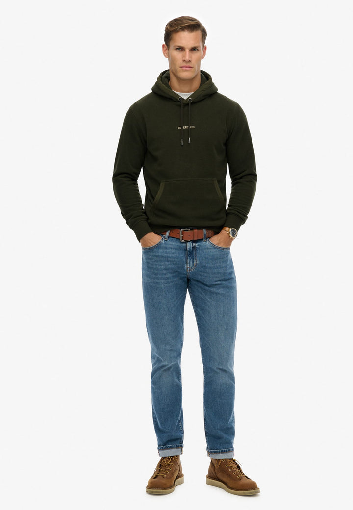 Superdry Micro Logo Fleece Hoodie donkergroen – heren