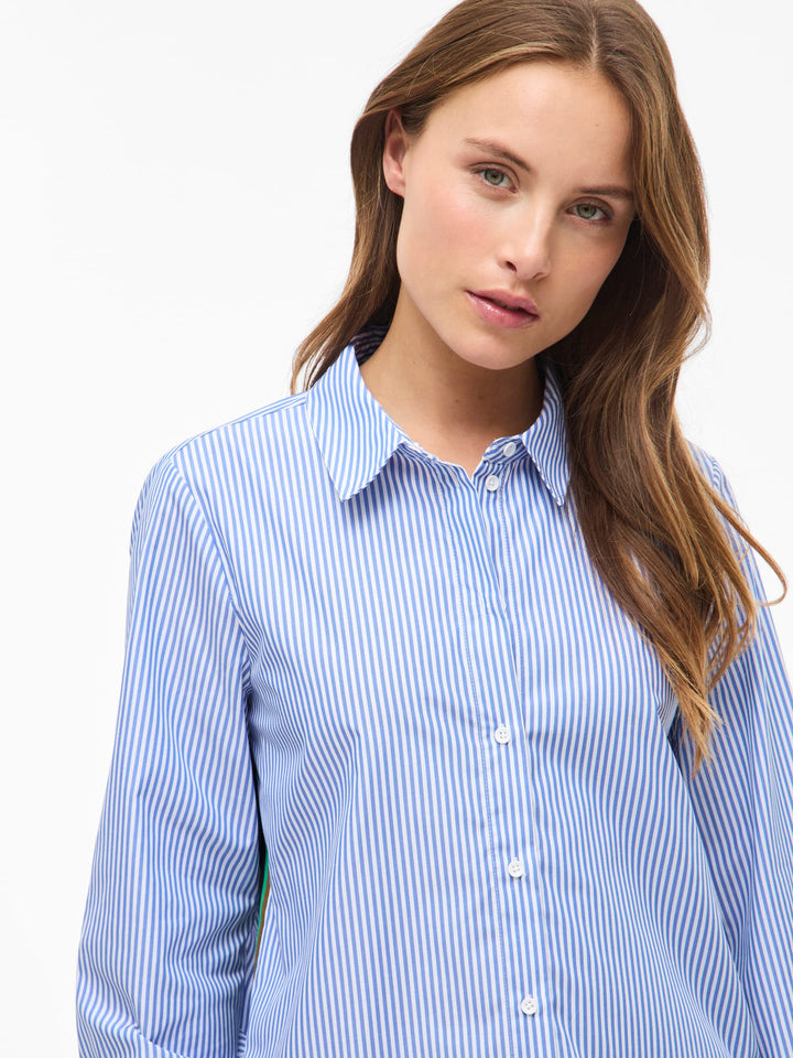 Vila VIDOJA LS STRIPED TAPE SHIRT – dames blouse - Blauw Dessin