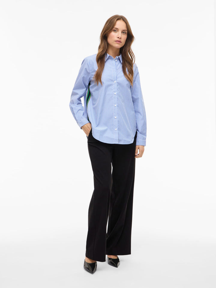 Vila VIDOJA LS STRIPED TAPE SHIRT – dames blouse - Blauw Dessin
